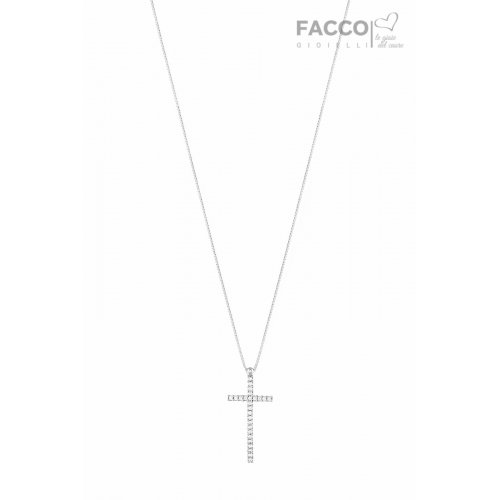 Facco Gioielli Halskette aus Weißgold und Kreuzanhänger mit Cubic Zirkonia 727536