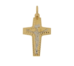 Kreuzanhänger aus Weiß- und Gelbgold GL101310