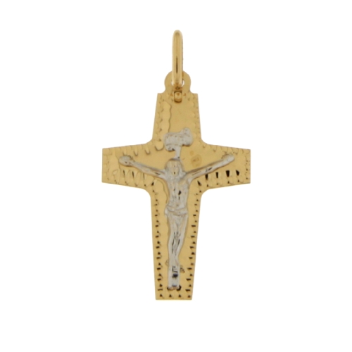 Kreuzanhänger aus Weiß- und Gelbgold GL101310
