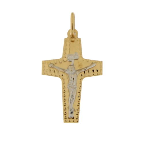 White Yellow Gold Cross Pendant GL101310