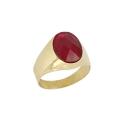 Yellow Gold Men's Ring with Red Stone 803321705254