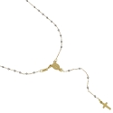 Unisex Rosary Necklace in White and Yellow Gold GL101348