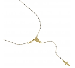 Unisex Rosary Necklace in White and Yellow Gold GL101348