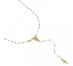 Unisex-Rosenkranz-Halskette aus Weiß- und Gelbgold GL101348