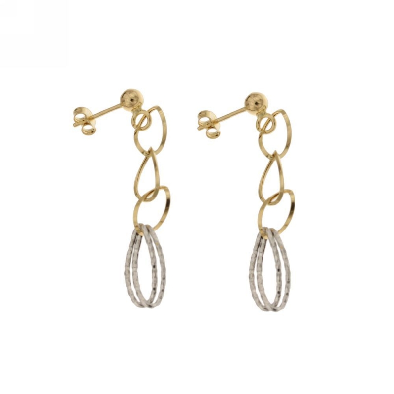 Orecchini Lunghi A Catena Con Triskele Celtico – Argento 925 Placcato Oro 24K O Oro Rosa 18K, Lunghezza 75 Mm, Donna