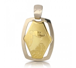 Yellow White Gold Baptism Medal Pendant 803321706067