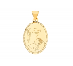 Yellow Gold Baptism Medal Pendant GL100023