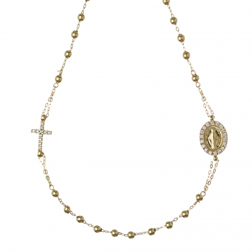 Unisex Rosary Necklace Yellow Gold GL101376