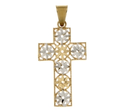 Ciondolo Croce Oro Giallo Bianco GL101385