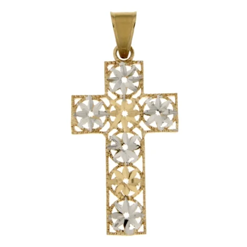 Ciondolo Croce Oro Giallo Bianco GL101385