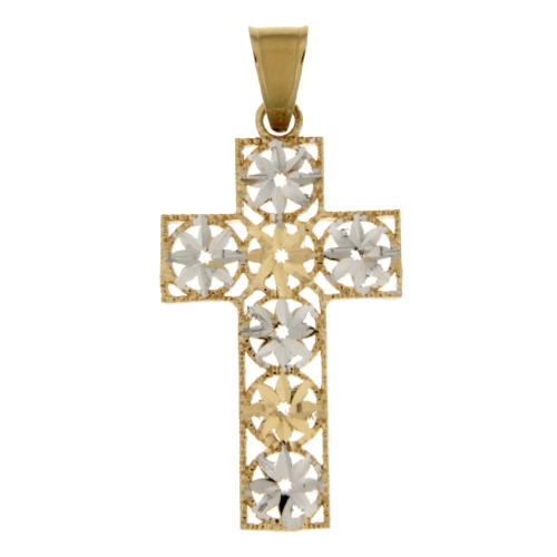 Kreuzanhänger aus Weiß- und Gelbgold GL101385