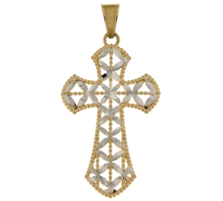 White Yellow Gold Cross Pendant GL101386