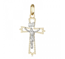 White Yellow Gold Cross Pendant GL101398