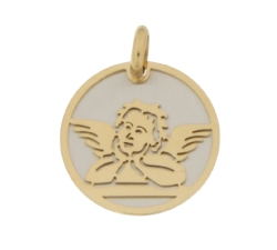 White Yellow Gold Angel Pendant GL101415