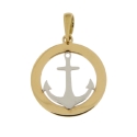 White Yellow Gold Anchor Pendant GL101416