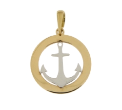 White Yellow Gold Anchor Pendant GL101416