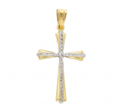 Men&#39;s Cross in Yellow and White Gold 115817
