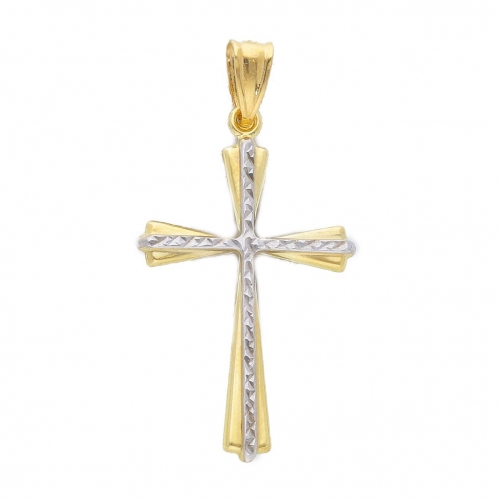 Men&#39;s Cross in Yellow and White Gold 115817