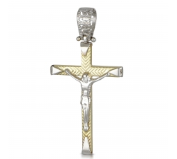 White Yellow Gold Cross Pendant GL101153