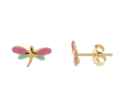 Yellow Gold Dragonfly Earrings GL101448