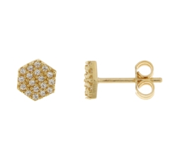 Yellow Gold Hexagon Earrings GL101450