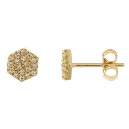 Yellow Gold Hexagon Earrings GL101450