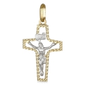 Weiß-Gelbgold-Kreuz-Anhänger GL101482