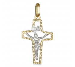 Weiß-Gelbgold-Kreuz-Anhänger GL101482