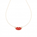 Lips Kiss Necklace in 18 KT Yellow Gold GL101516