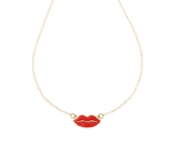 Lips Kiss Necklace in 18 KT Yellow Gold GL101516