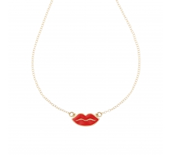 Lips Kiss Necklace in 18 KT Yellow Gold GL101516