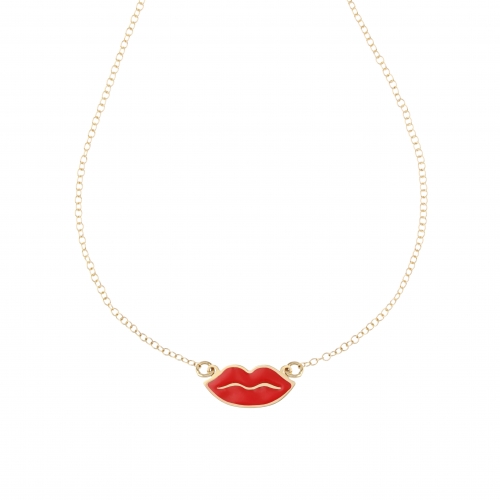 Lips Kiss Halskette aus 18 KT Gelbgold GL101516