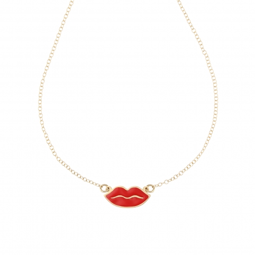 Lips Kiss Halskette aus 18 KT Gelbgold GL101516