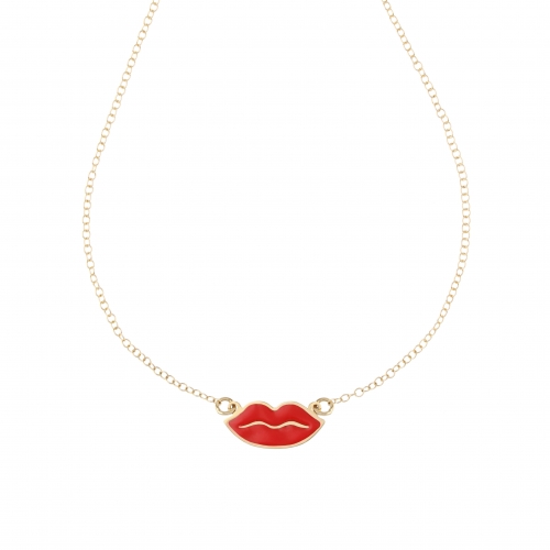 Lips Kiss Necklace in 18 KT Yellow Gold GL101516