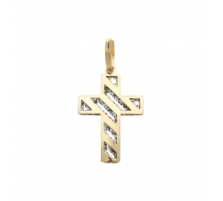 White Yellow Gold Cross Pendant GL101557