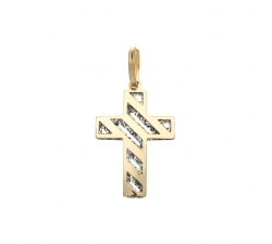 White Yellow Gold Cross Pendant GL101557