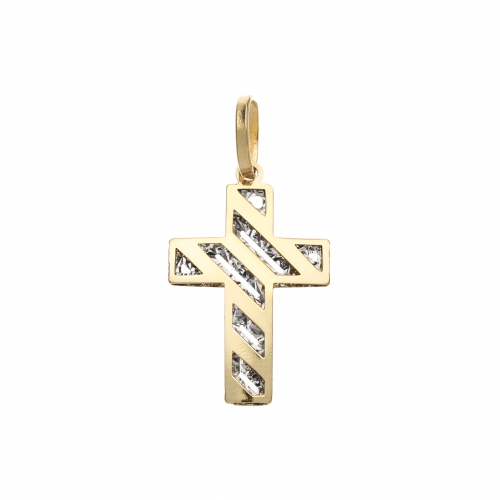 White Yellow Gold Cross Pendant GL101557