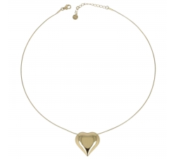 Rounded Heart Necklace Steel PVD Gold GLBJKS6001G