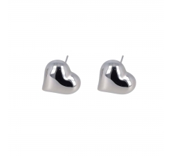 Steel Domed Heart Earrings GLBJKS9033R