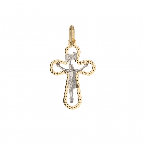 Ciondolo Croce Oro Giallo Bianco GL101573