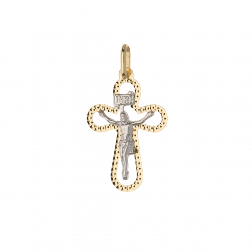 White Yellow Gold Cross Pendant GL101573