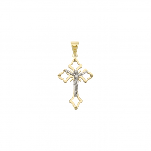 White Yellow Gold Cross Pendant GL101574