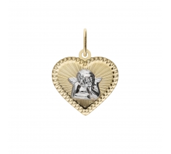 Ciondolo Cuore Angelo Oro Bianco Giallo GL101578