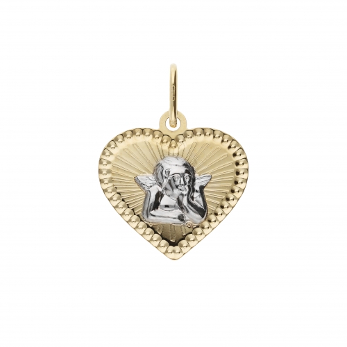 Heart Angel Pendant in White Yellow Gold GL101578