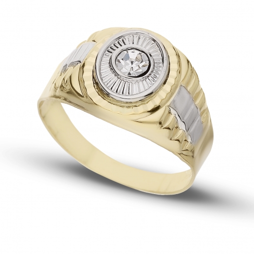 White Yellow Gold Men&#39;s Ring GL101629