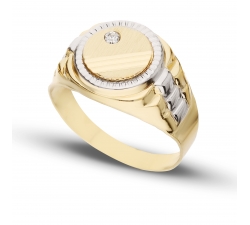 White Yellow Gold Men&#39;s Ring GL101630