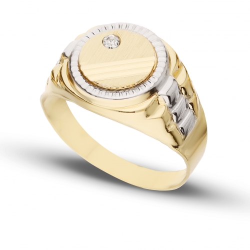 White Yellow Gold Men&#39;s Ring GL101630