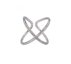 Steel Cross Ring with Zircons GLBJKJ1080