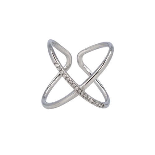 Steel Cross Ring with Zircons GLBJKJ1080