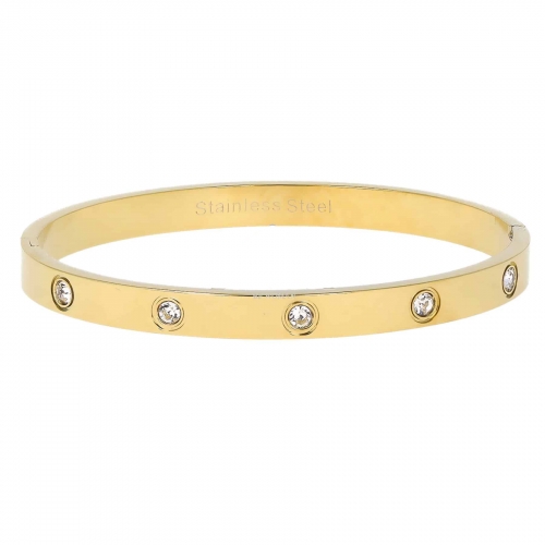 Bracciale Manetta Acciaio PVD Oro Zirconi GLBJKS116G